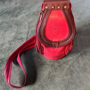 Vera Pelle Red and Brown Leather Backpack
